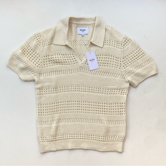 NWT Wax London Siena Ecru Pointelle Knitted Polo - Picture 1 of 4